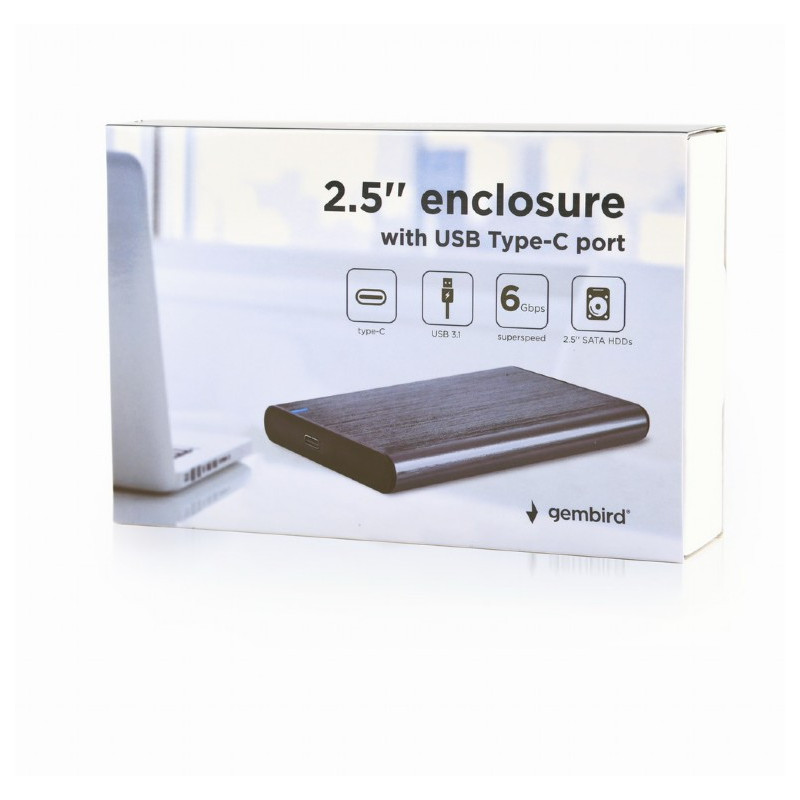 Gembird Boîtier USB 3.1 2.5\'\' avec port USB Type-C. aluminium brossé. gris - EE2-U3S-6-GR Gembird Boîtier USB 3.1 2.5\'\' avec port USB Type-C. aluminium brossé. gris - EE2-U3S-6-GR