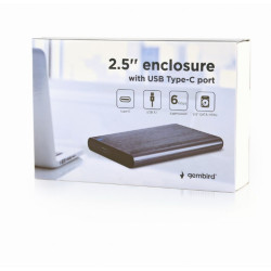 Gembird Boîtier USB 3.1 2.5\'\' avec port USB Type-C. aluminium brossé. gris - EE2-U3S-6-GR