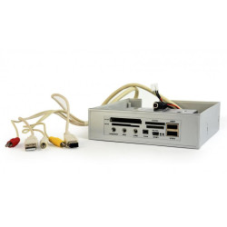 Gembird Panneau avant interne USB 2.0 Multi. couleur argent - UHB-2MP-S