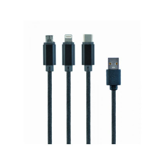 Câble de charge USB CableXpert 3-en-1. noir. 1m - CC-USB2-AM31-1M