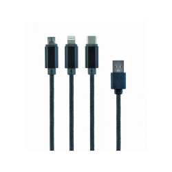 Câble de charge USB CableXpert 3-en-1. noir. 1m - CC-USB2-AM31-1M