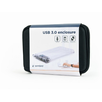 Gembird Boîtier 2.5\'\' USB 3.0 pour lecteur 9.5mm transparent - EE2-U3S9-6