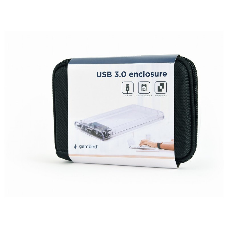 Gembird Boîtier 2.5\'\' USB 3.0 pour lecteur 9.5mm transparent - EE2-U3S9-6 Gembird Boîtier 2.5\'\' USB 3.0 pour lecteur 9.5mm transparent - EE2-U3S9-6