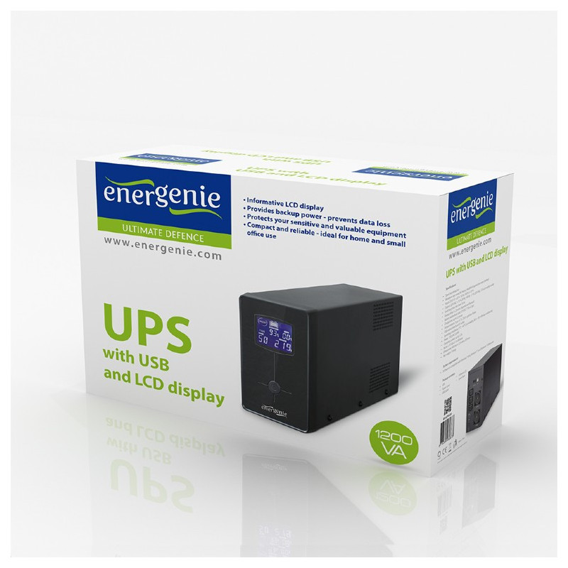 EnerGenie Onduleur avec USB et écran LCD. 1200 VA. noir - EG-UPS-033