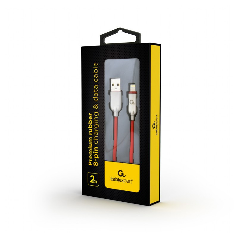 Câble de charge et de données CableXpert 8 broches 2 m Rouge CC-USB2R-AMLM-2M-R