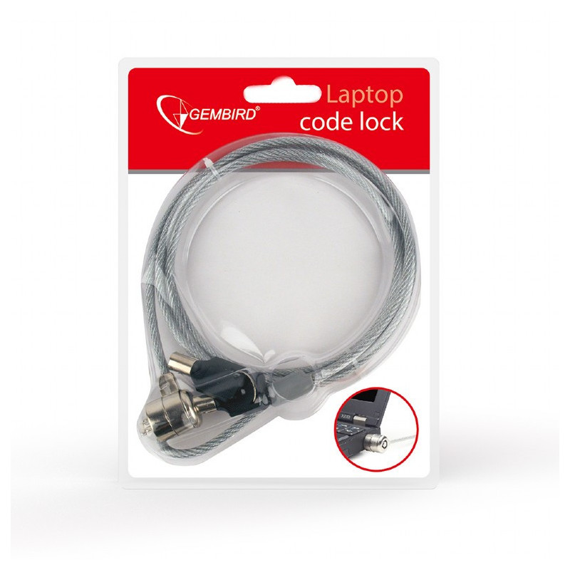 Gembird Cable avec verrou pour ordinateur portable - LK-K-01 Gembird Cable avec verrou pour ordinateur portable - LK-K-01