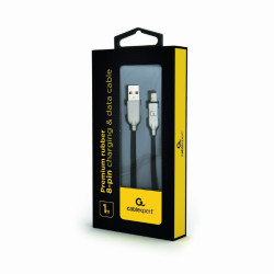 Câble de charge et de données CableXpert 8 broches 1 m noir CC-USB2R-AMLM-1M
