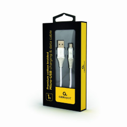 Câble de charge Micro-USB CableXpert 1m argent / blanc CC-USB2B-AMmBM-1M-BW2