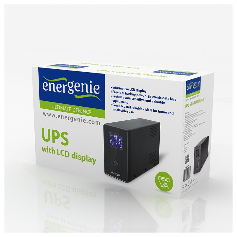 EnerGenie Onduleur avec écran LCD. 650 VA. noir - EG-UPS-031