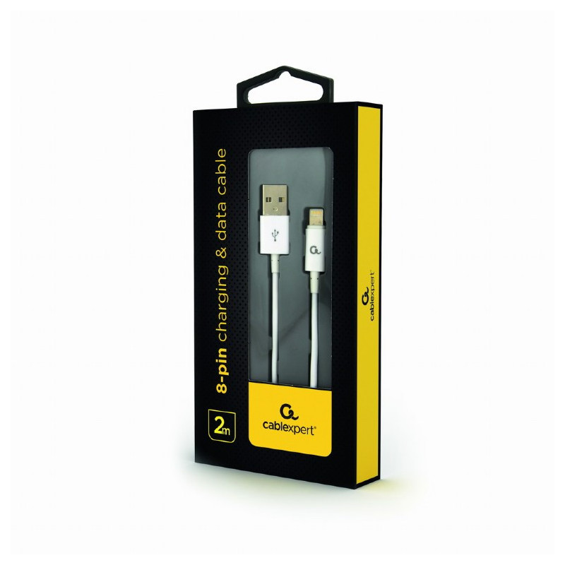 CableXpert Câble Lightning-USB A 2m Blanc CC-USB2P-AMLM-2M-W