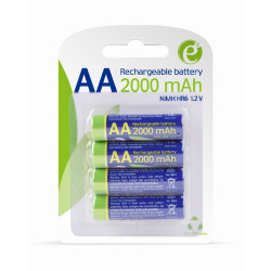 EnerGenie Piles instantanées AA rechargeables (prêtes à l\'emploi). 2000mAh. 4 pièces sous blister EG