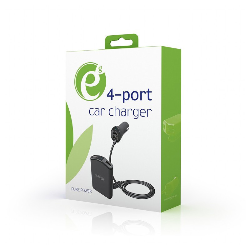 EnerGenie Chargeur pour automobile AV ou AR avec 4 ports. 9.6 A.. NOIR EG-4U-CAR-01 EnerGenie Chargeur pour automobile AV ou AR avec 4 ports. 9.6 A.. NOIR EG-4U-CAR-01