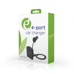 EnerGenie Chargeur pour automobile AV ou AR avec 4 ports. 9.6 A.. NOIR EG-4U-CAR-01