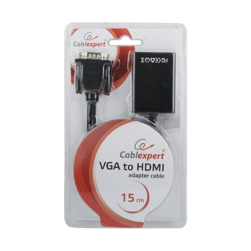 CableXpert Adaptateur VGA vers HDMI / Audio Noir A-VGA-HDMI-01 CableXpert Adaptateur VGA vers HDMI / Audio Noir A-VGA-HDMI-01