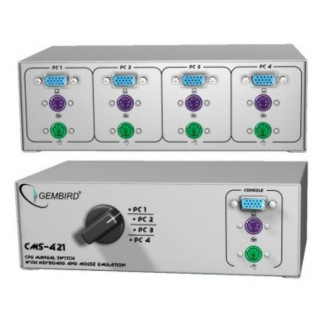 Gembird Commutateur CPU manuel avec émulation clavier/souris pour 4 PC - CMS-421