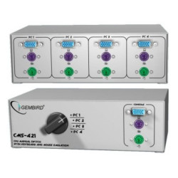 Gembird Commutateur CPU manuel avec émulation clavier/souris pour 4 PC - CMS-421