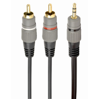 CableXpert Fiche stéréo 3.5 mm vers 2 * fiches RCA 2.5m Plaqué Or CCA-352-2.5M