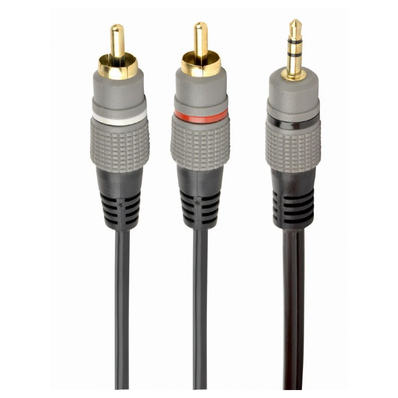 CableXpert Fiche stéréo 3.5 mm vers 2 * fiches RCA 2.5m Plaqué Or CCA-352-2.5M