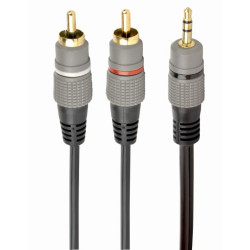 CableXpert Fiche stéréo 3.5 mm vers 2 * fiches RCA 2.5m Plaqué Or CCA-352-2.5M