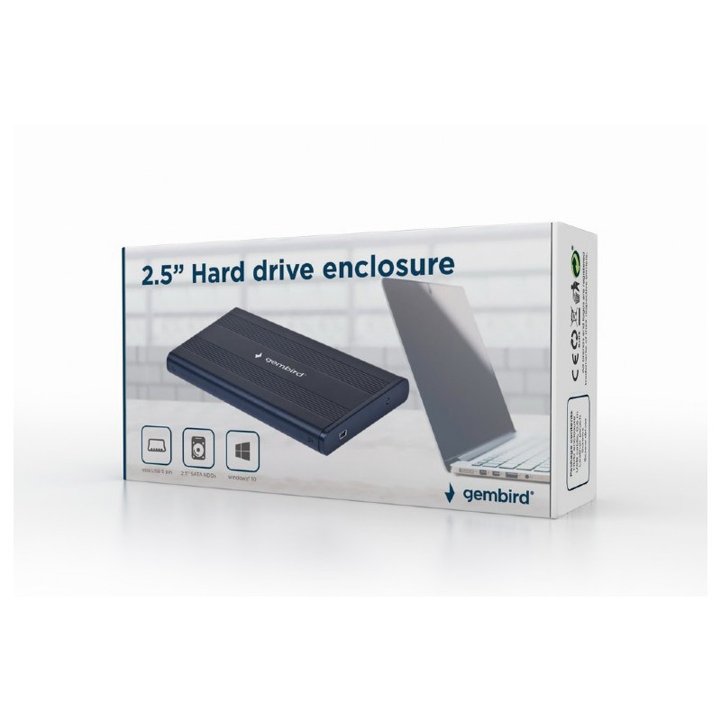 Gembird Boitier externe USB 2.0 pour SATA HDD 2.5\'\'. Mini-USB connecteur 5 points - EE2-U2S-5 Gembird Boitier externe USB 2.0 pour SATA HDD 2.5\'\'. Mini-USB connecteur 5 points - EE2-U2S-5