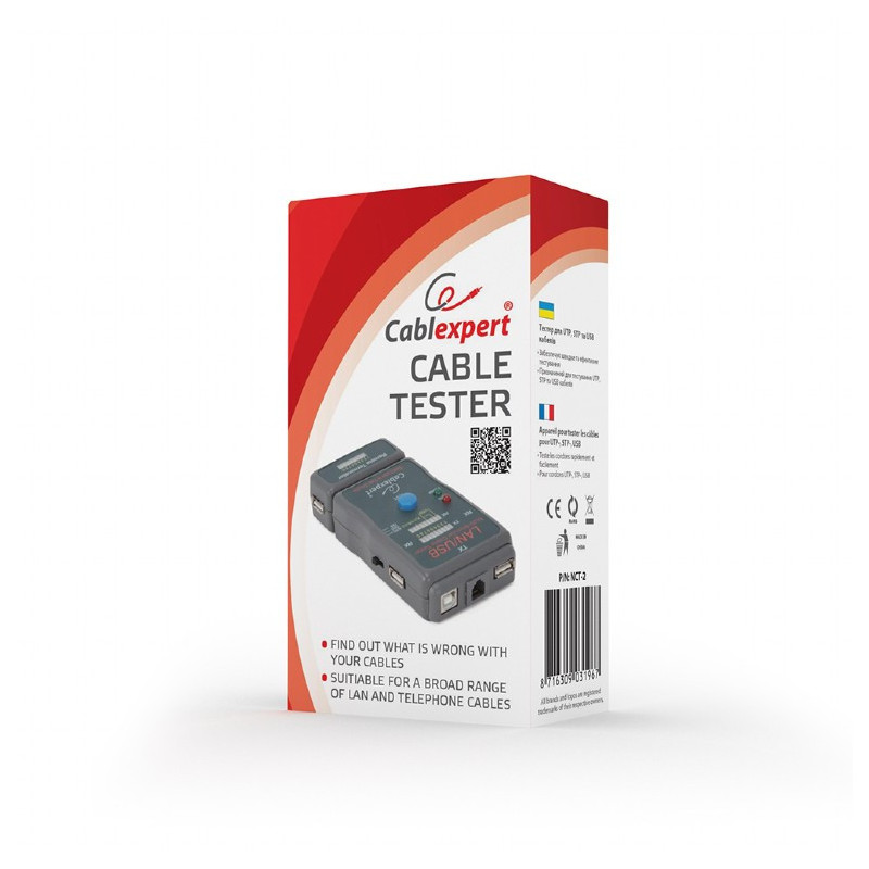 Testeur de câble CableXpert NCT-2 pour UTP STP et câble USB NCT-2