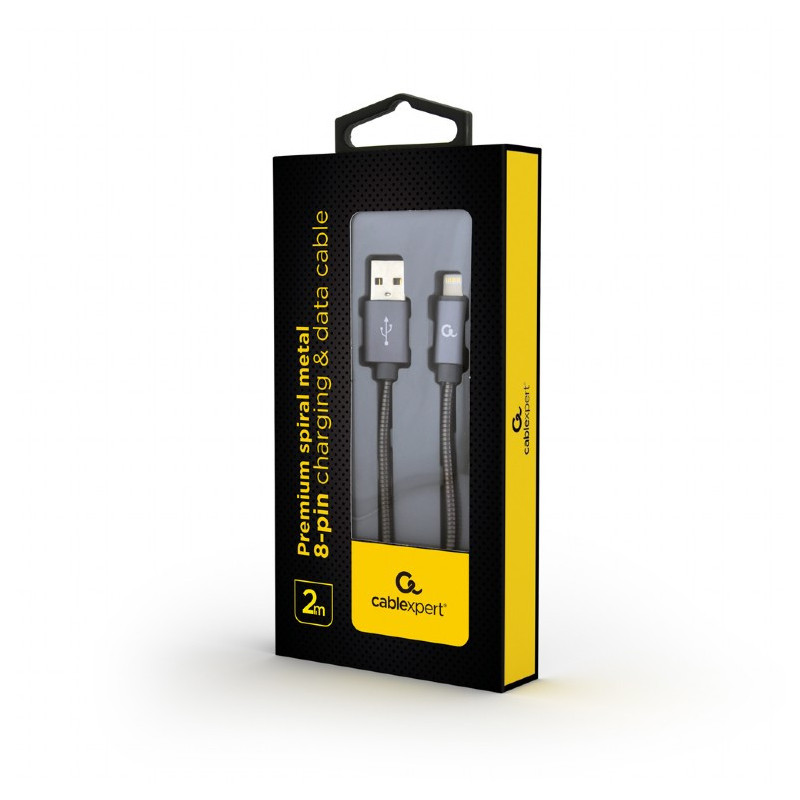 Câble de charge CableXpert 8 broches 2 m gris métallisé CC-USB2S-AMLM-2M-BG Câble de charge CableXpert 8 broches 2 m gris métallisé CC-USB2S-AMLM-2M-BG