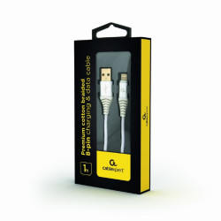 Câble de charge CableXpert 8 broches 1 m argent / blanc CC-USB2B-AMLM-1M-BW2