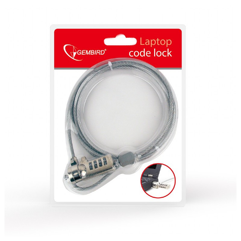 Gembird Verrouillage du câble pour ordinateurs portables (combinaison à 4 chiffres) - LK-CL-01 Gembird Verrouillage du câble pour ordinateurs portables (combinaison à 4 chiffres) - LK-CL-01