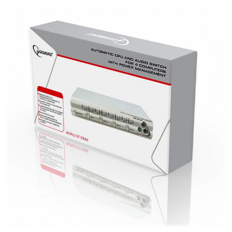 Gembird Commutateur auto. CPU et audio a. gestion de l?alim. des PC. 4 PC