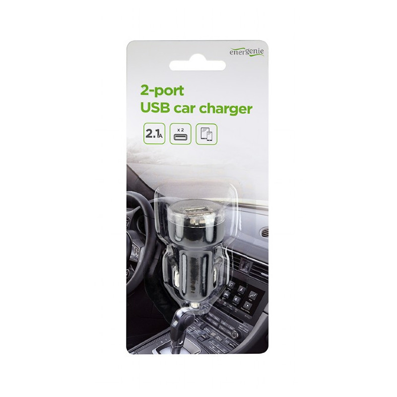 EnerGenie Chargeur de voiture USB à 2 ports. 2.1 A. noir - EG-U2C2A-CAR-02 EnerGenie Chargeur de voiture USB à 2 ports. 2.1 A. noir - EG-U2C2A-CAR-02