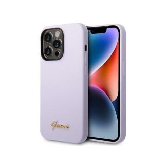 Guess iPhone 14 Pro Max purple hardcase Silicone Vintage Gold Logo