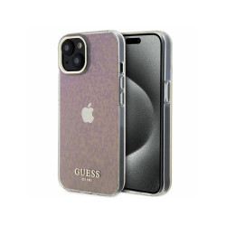 Guess iPhone 13/14/15 pink hardcase IML Faceted Mirror Disco Iridescent