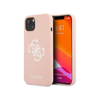 Guess Coque rigide rose pour iPhone 13 mini logo en silicone 4G