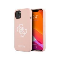 Guess Coque rigide rose pour iPhone 13 mini logo en silicone 4G