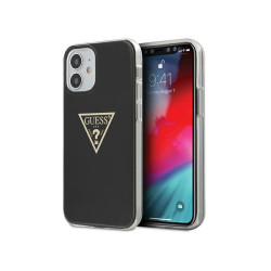 Guess coque rigide noire pour iPhone 12 mini Coll. Métallique