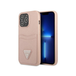 Guess iPhone 13/13 Pro pink hardcase SaffianoTriangle Logo Cardslot