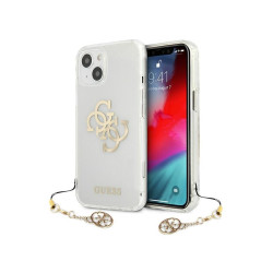 Guess coque rigide transparente iPhone 13 mini coll. 4G breloques dorées