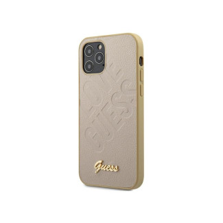 Guess coque rigide dorée pour iPhone 12 mini irisé love script logo or