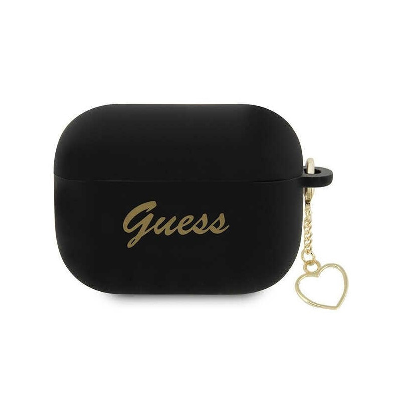Guess Coque noire pour AirPods Pro 2 (2022/2023) silicone c?ur + pendentif