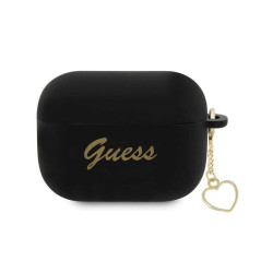 Guess Coque noire pour AirPods Pro 2 (2022/2023) silicone c?ur + pendentif