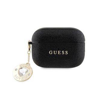Guess Coque AirPods Pro 2 (2022/23) noire c?ur paillettes diamant pendentif