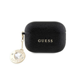 Guess Coque AirPods Pro 2 (2022/23) noire c?ur paillettes diamant pendentif
