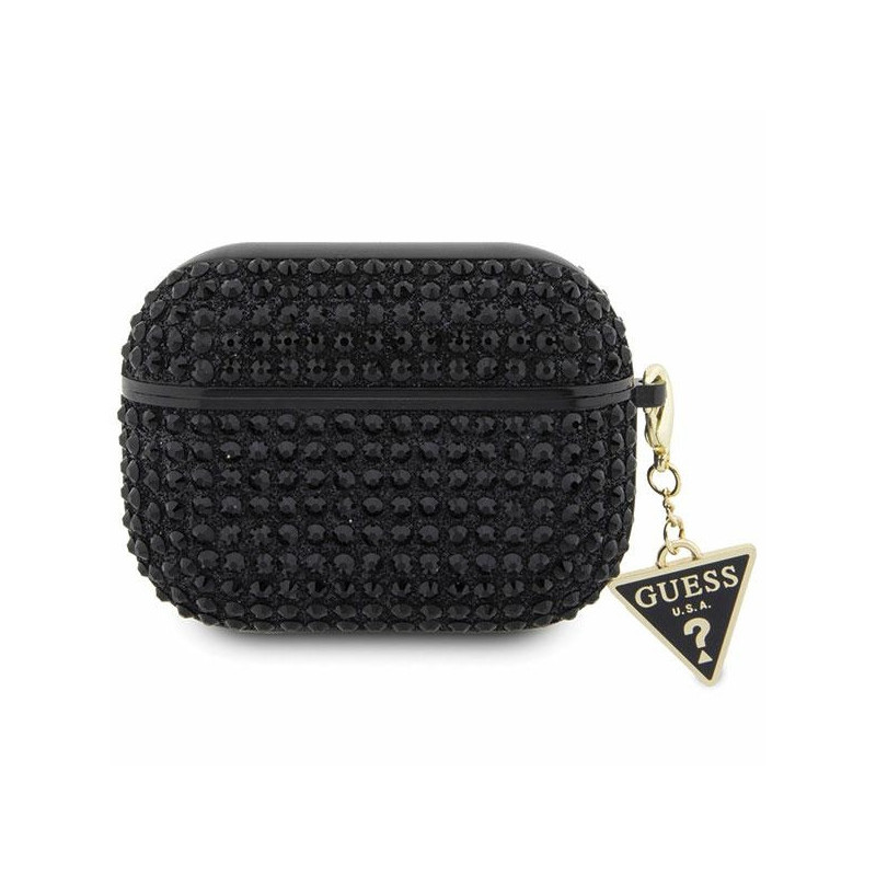 Guess Coque AirPods Pro noire pendentif triangle strass