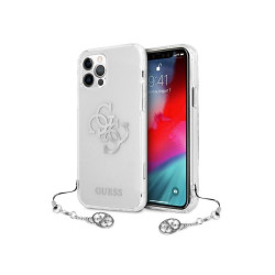 Guess Coque rigide transparente pour iPhone 12 Pro Max chaines argent 4G