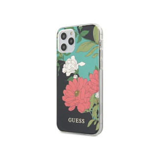 Guess Coque rigide noire pour iPhone 12 Pro Max fleurs N°1