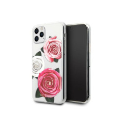 Guess Coque transparente pour iPhone 11 Pro Flower Desire rose + blanc rosé