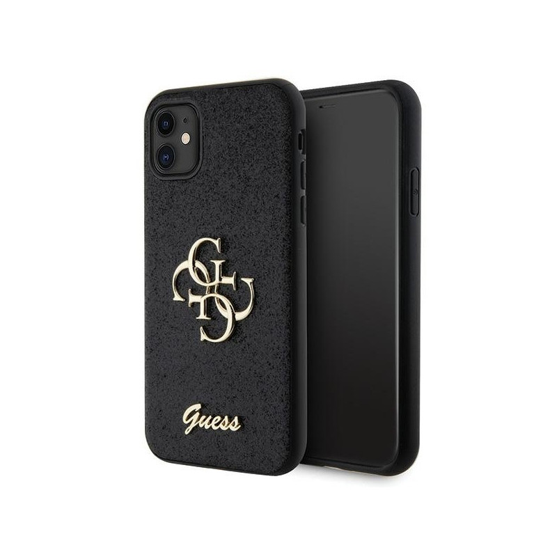 Guess iPhone Xr/11 black hardcase Glitter Script Big 4G