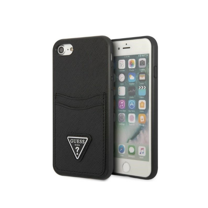 Guess iPhone 7/8/SE 2020/SE 2022 case black hardcase Saffiano Triangle Logo