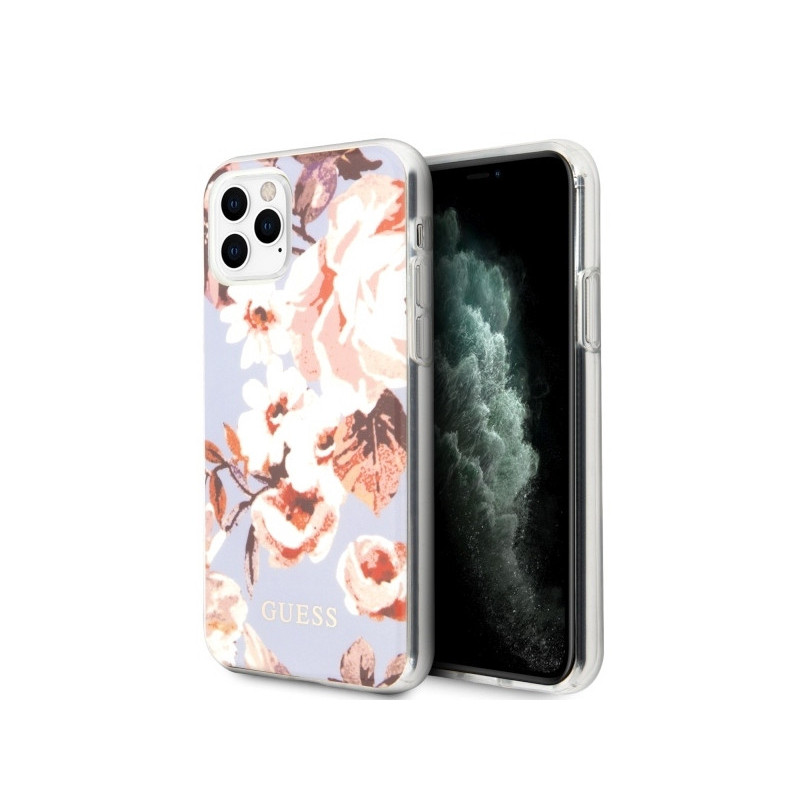 Guess Coque mauve pour iPhone 11 Pro Max Collection N°2 Fleur