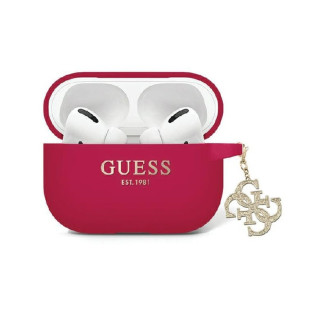 Guess Coque AirPods Pro 2 (22/23) magenta silicone paillettes triangle